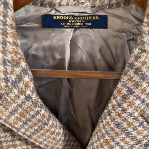 VTG Brooks Brothers Brown Houndstooth Sport Jacket Blazer Size Large (42) - Picture 2 of 8